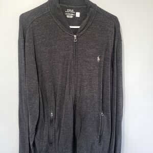 Men's Polo Ralph Lauren  Luxury Jersey Baseball Bomber Jacket XL Grey